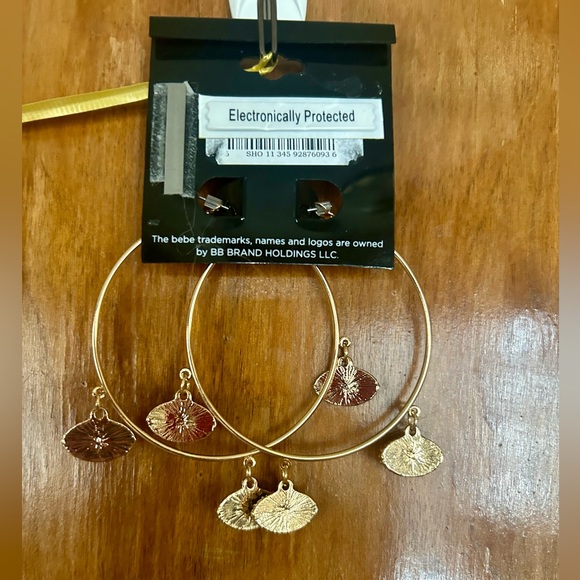 NWT - Bebe " Evil Eye Dangle Drop Hoops Earrings" - Picture 2 of 12